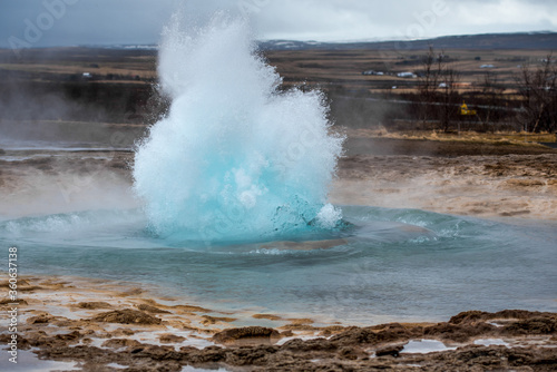 Geysir hot springs in Iceland, strokkur, golden circle