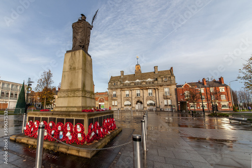 Memorial Square with Municipal Buildings and the War Memorial, Crewe, Cheshire photo