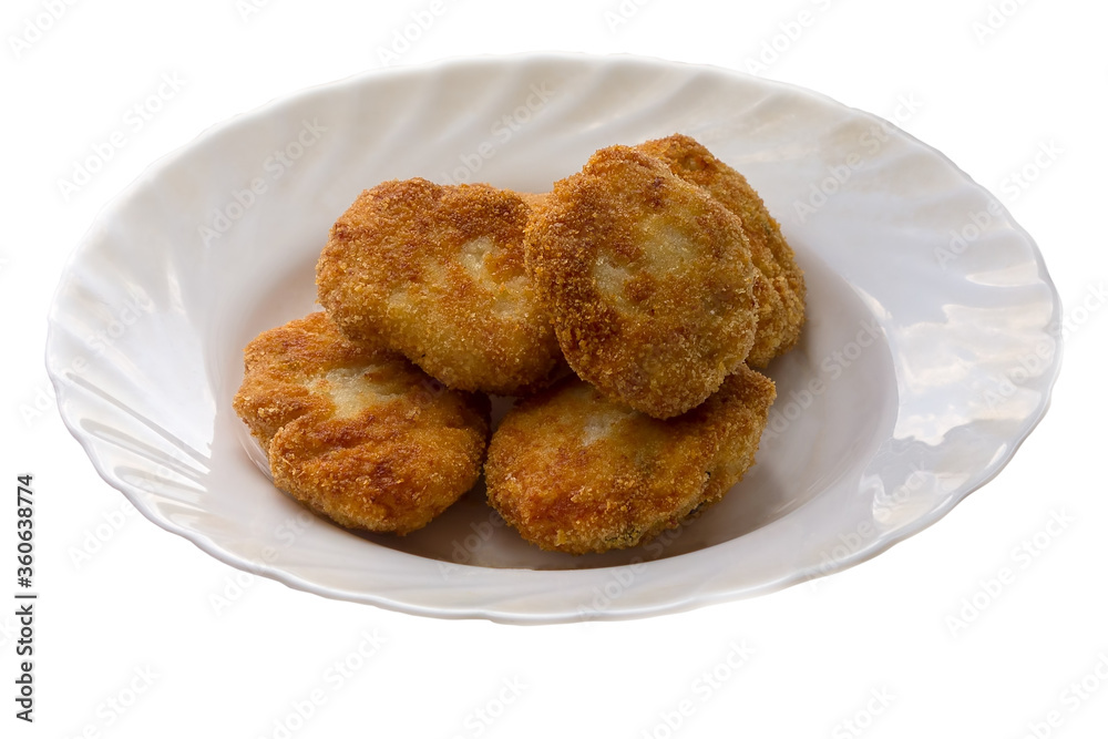 Cutlet on a white plate isolate Cutlet on a white plate isolate