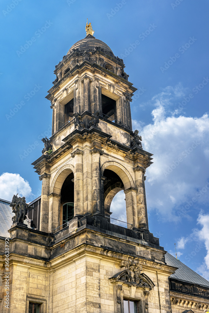 Bell tower and dome from Brühl's terrace, Dresden, Germany