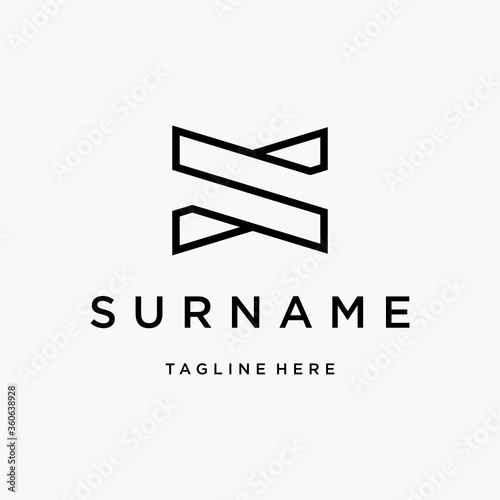  Initial letter S X typography logo design line art logo inspiration vector icon illustration custom logo design vector