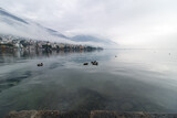 Cloudy view of Lake Maggiore. Locarno, Switzerland.