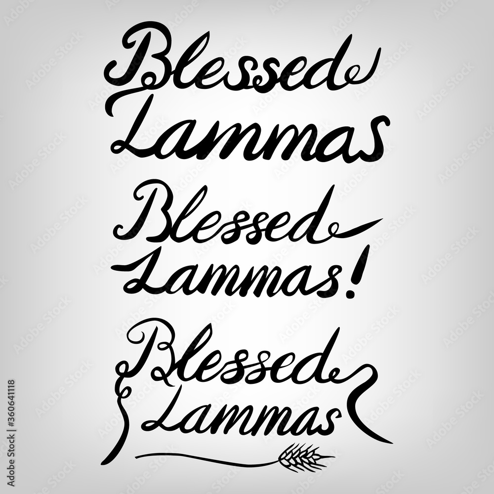 vector black ink lettering set - blessed lammas