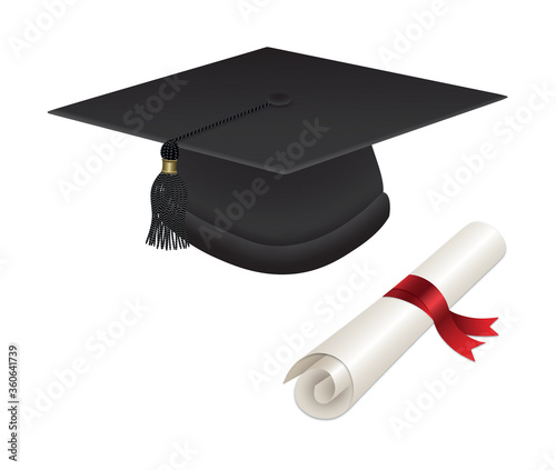 graduation cap and diploma