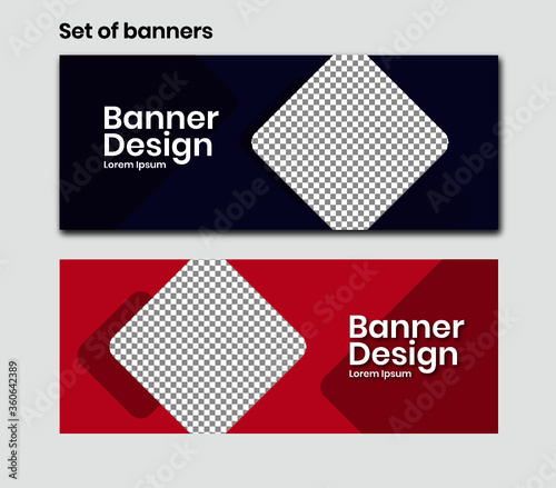  horizontal banner template with square design 
