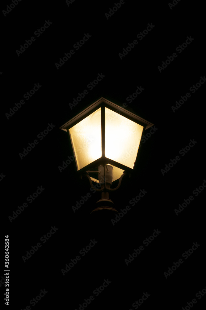 street lamp on black background