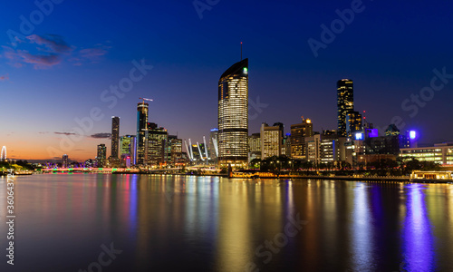 Sunset over Brisbane City  Queensland  Australia