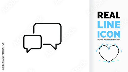Editable line icon of a speech bubble in conversation