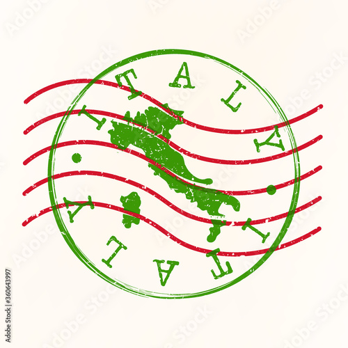 Italy Stamp Postal. Map Silhouette Seal. Passport Round Design. Vector Icon. Design Retro Travel.