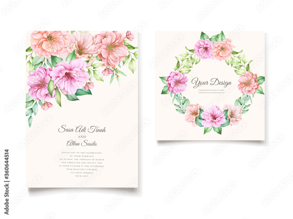 elegantwatercolor cherry blossom wedding invitation card designs elegantwatercolor cherry blossom wedding invitation card designs