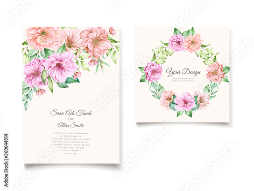 elegantwatercolor cherry blossom wedding invitation card designs © lukasdedi