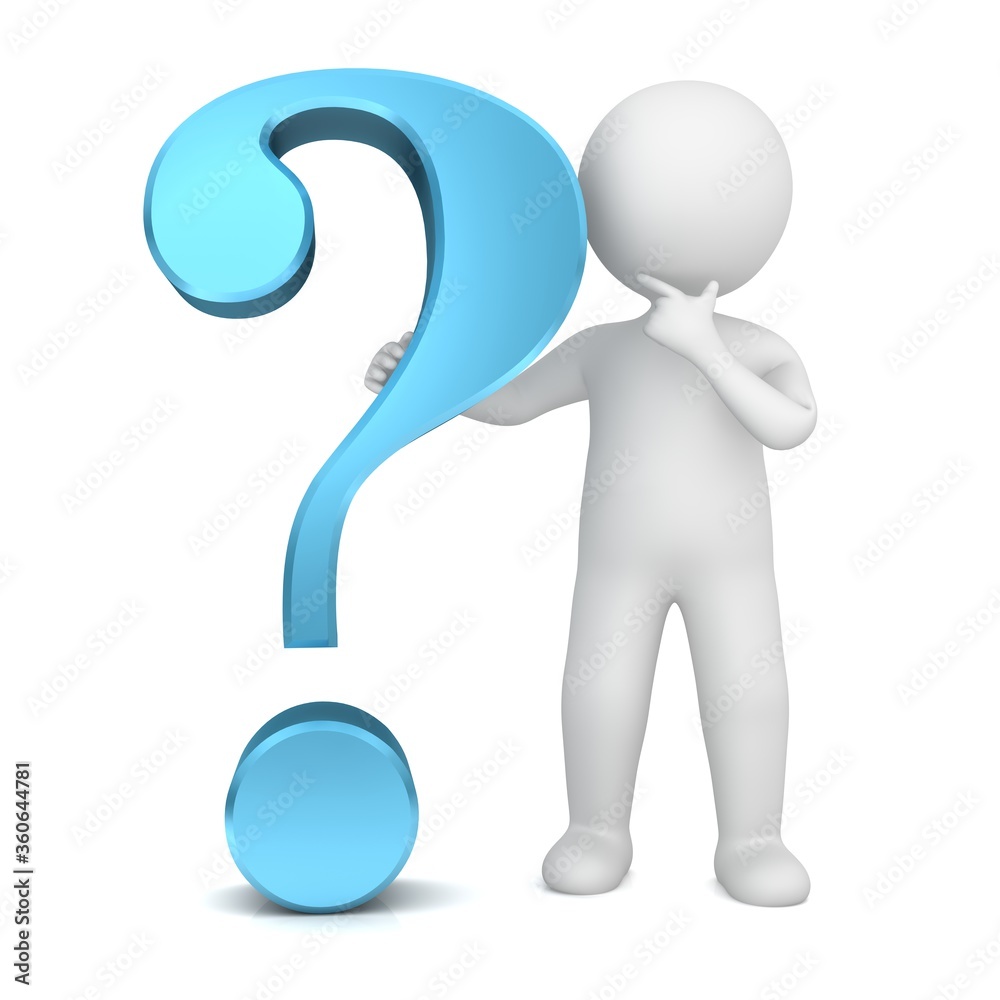 question mark feeling blue 3d interrogation point asking pondering thinking worried man person people question mark feeling blue 3d interrogation point asking pondering thinking worried man person people