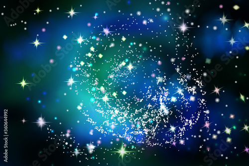 Vector illustration of the infinite universe and Milky Way. Abstract barred spiral,Space exploring,sparkling dust.Space dark concept.