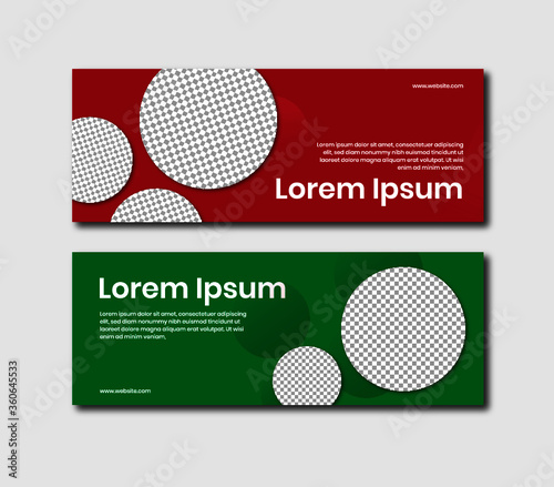 horizontal banner template with a circle design in red and green background 