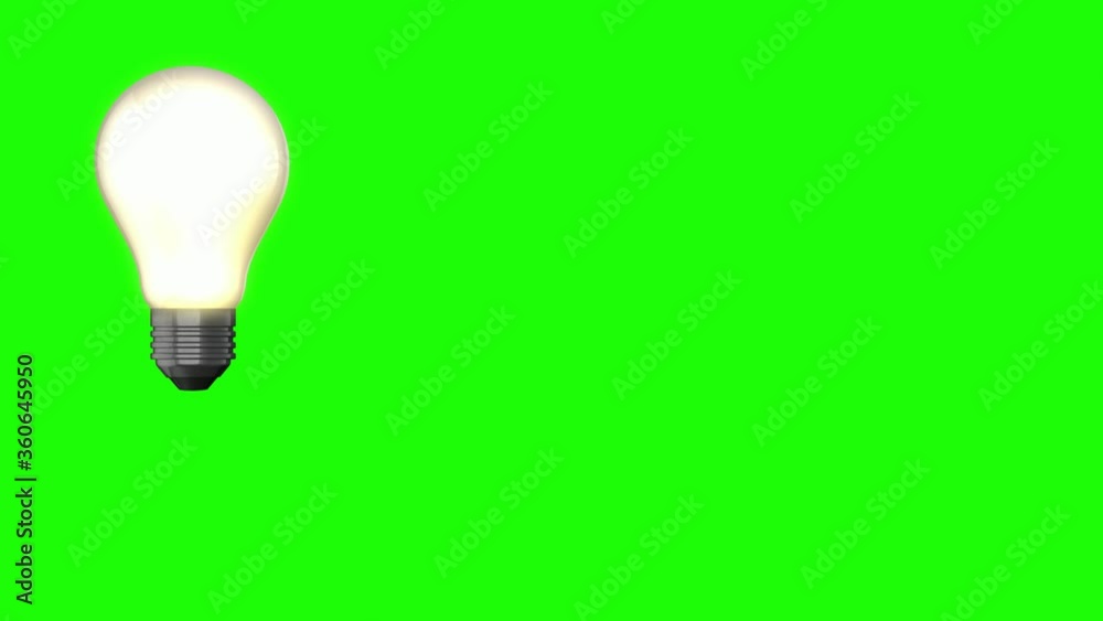 Green Screen White Bulb beautiful glowing animation showing idea creative minds