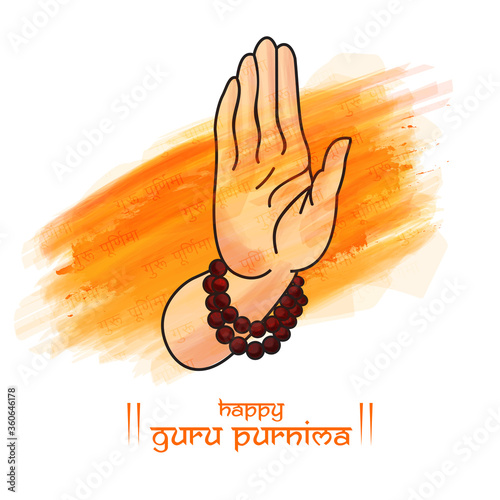 Guru purnima festival of indians and nepalese dedicate to spritual teachers and gurus. concept of guru hand, give blesses to his shishya.Print