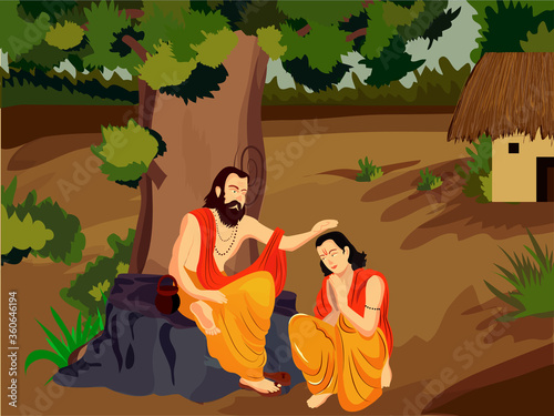 illustration of guru or shishya chemistry , festival for teacher guru purnima.