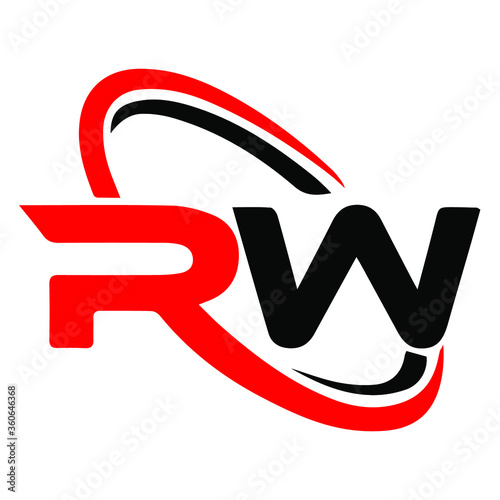 Initial letter RW logo template abstract design with red and black color for company identity