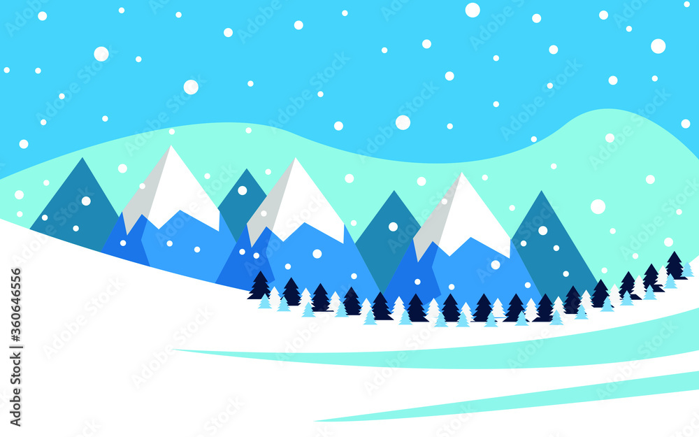 Merry christmas snowy winter background illustration in vector