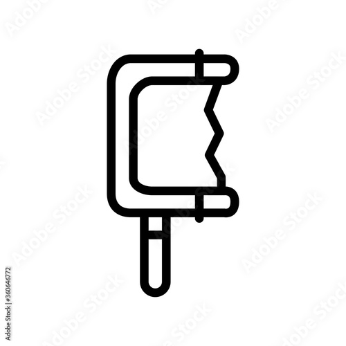 Hand saw icon illustration in line design style. Construction, repair tool symbol.