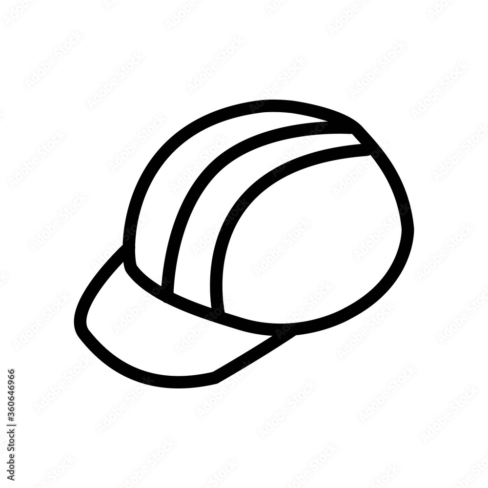 Construction helmet icon illustration in line design style. Hard hat symbol. Construction helmet icon illustration in line design style. Hard hat symbol.