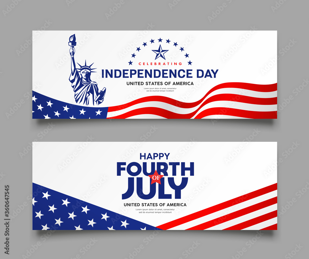 Celebration flag of america independence day with Statue of liberty design collections banners background, vector illustration
