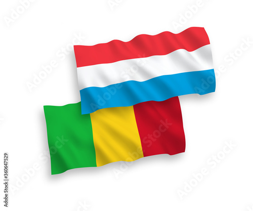 Flags of Mali and Luxembourg on a white background