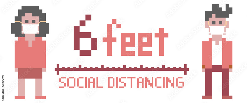 Social distancing 6 feet sign.Vector illustration of social distancing for people.