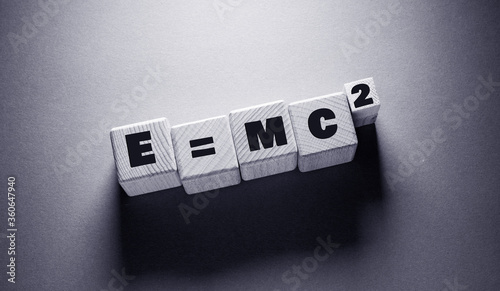 Obraz na płótnie E = mc 2 Word with Wooden Cubes