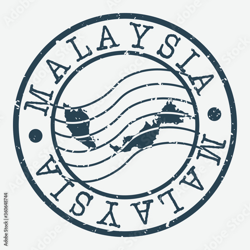 Malaysia Stamp Postal. Map Silhouette Seal. Passport Round Design. Vector Icon. Design Retro Travel.