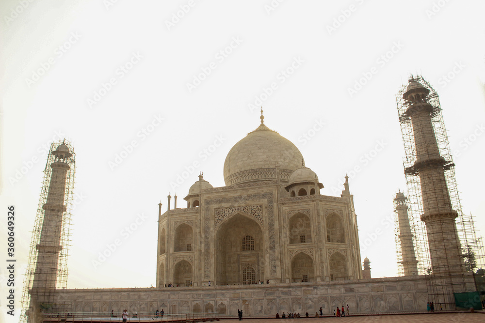 Tajmahal in Agra, the symbol of love and the most beautiful building in the world. UNESCO WORLD HERITAGE SITE and one of world's wonder of India