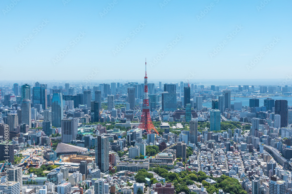 (東京都-都市風景)青空と芝公園側風景２