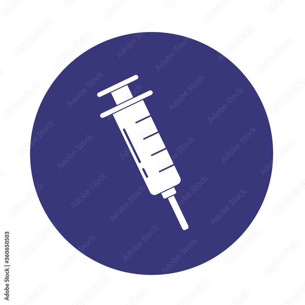Icon with white syringe sign on dark blue background. Medical symbol Icon with white syringe sign on dark blue background. Medical symbol