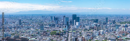 (東京都-風景パノラマ)青空と渋谷方面風景３