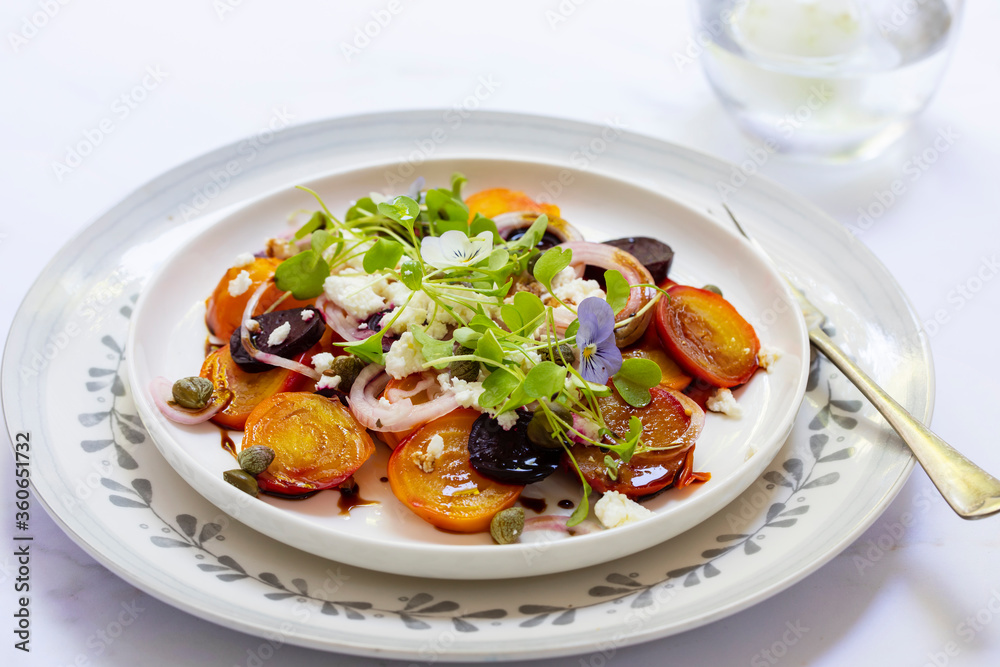 Yellow and red beetroot salad with feta cheese Yellow and red beetroot salad with feta cheese
