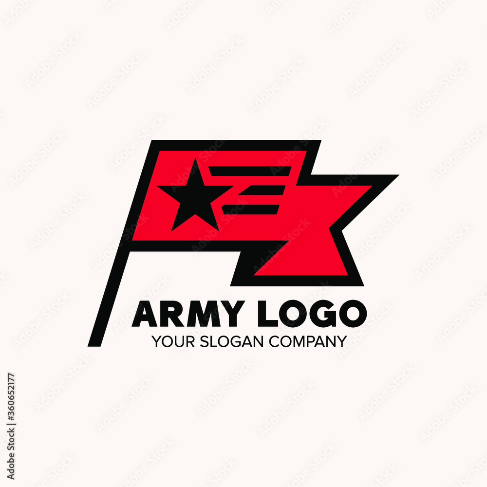 Flag with stripes military icon. Logo template. Vector illustration. Flag with stripes military icon. Logo template. Vector illustration.
