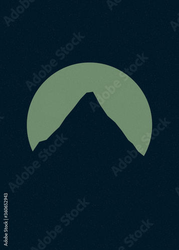 Foam Green color Mountains rocks silhouette art logo design illustration