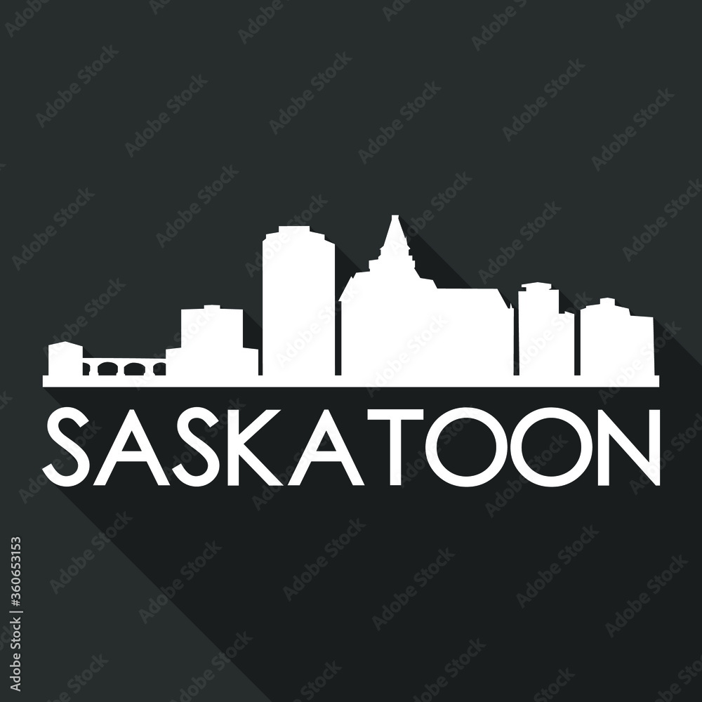 Saskatoon Canada Flat Icon Skyline Silhouette Design City Vector Art Famous Buildings.