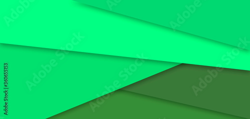 Green geometric paper layers banner background
