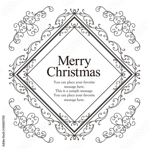 クリスマスをイメージした装飾デザインセット。雪の結晶をモチーフにしたフレームデザイン