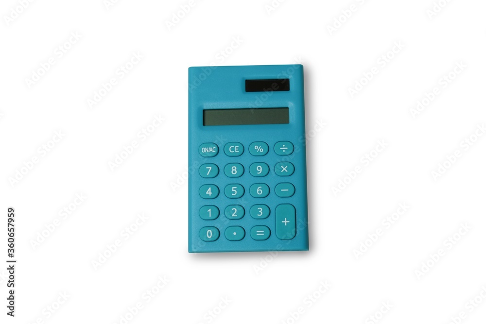 A blue calculator isolate on white backgrounds A blue calculator isolate on white backgrounds