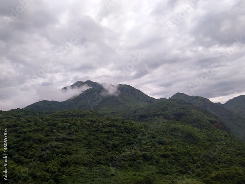 Cloudy mountain tip in monsoon
