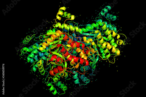 Foto The structure of the protein molecule, tumor marker glioblastoma.