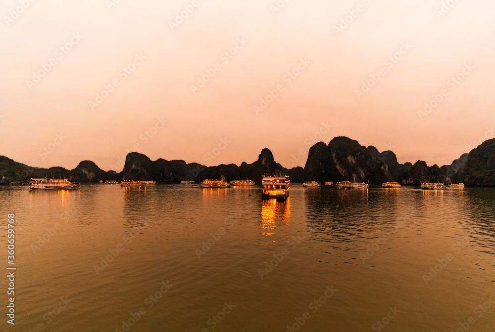 sunset on the halong bay