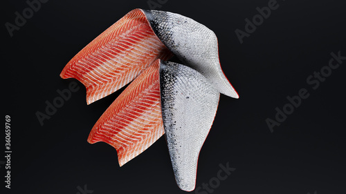 Obraz na płótnie Fresh fish. Salmon fillet on black w salonie