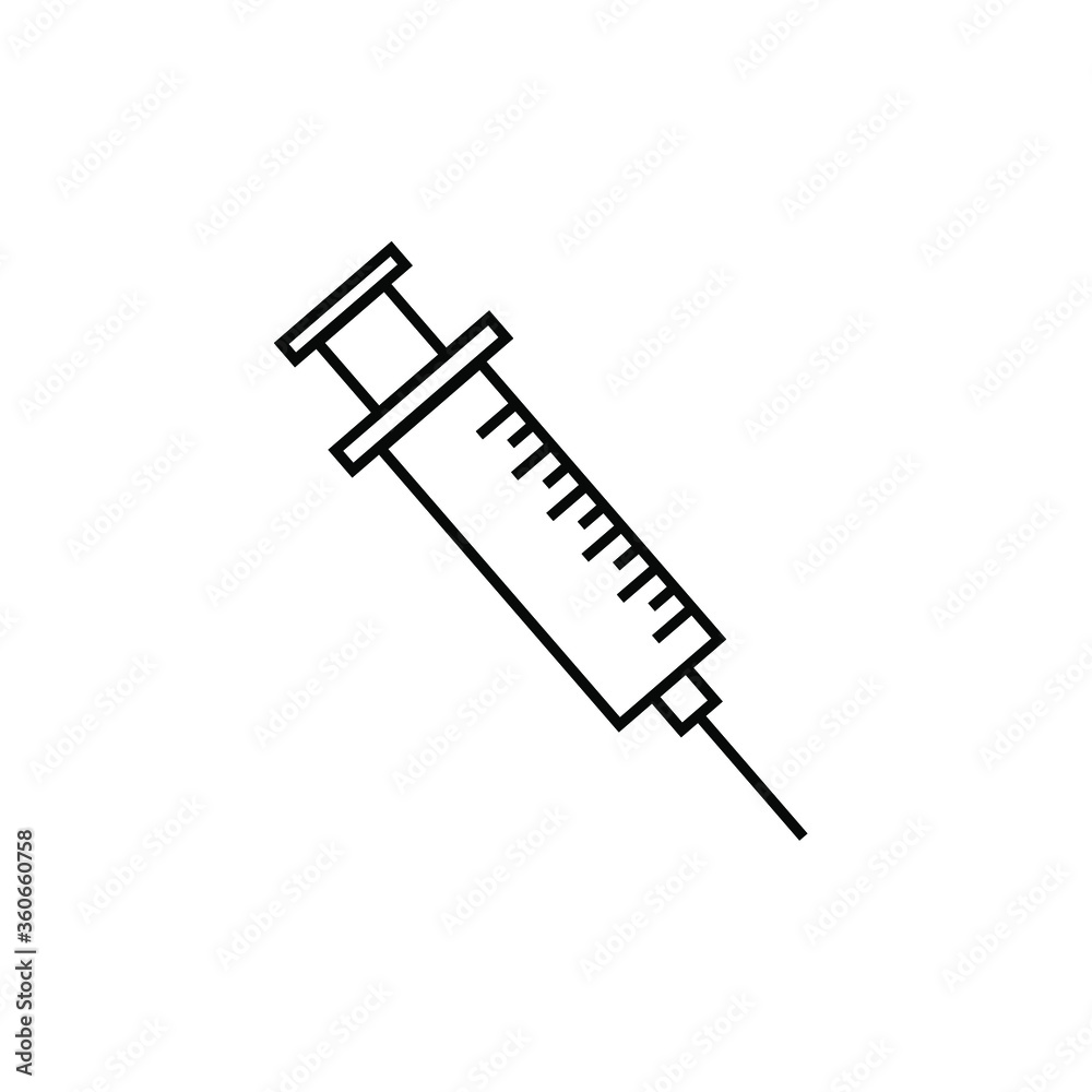 Medical Syringe Flat line Icon Medical Syringe Flat line Icon