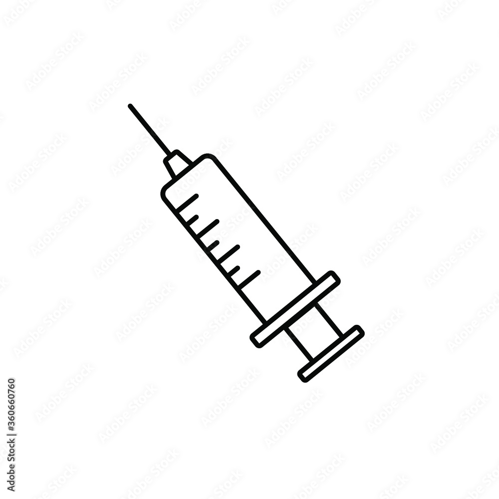 Medical Syringe Flat line Icon Medical Syringe Flat line Icon