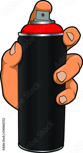 Hand Holding a Spray Can in Realistic Style.