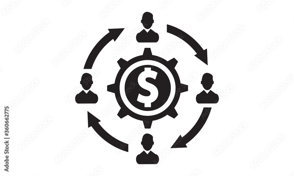 Currency management icon. vector graphics