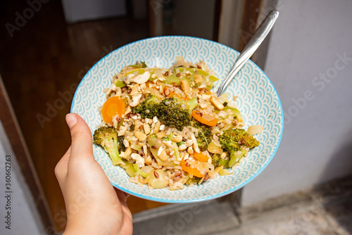 Freshly made vegge salad with broccoli and carrots photo